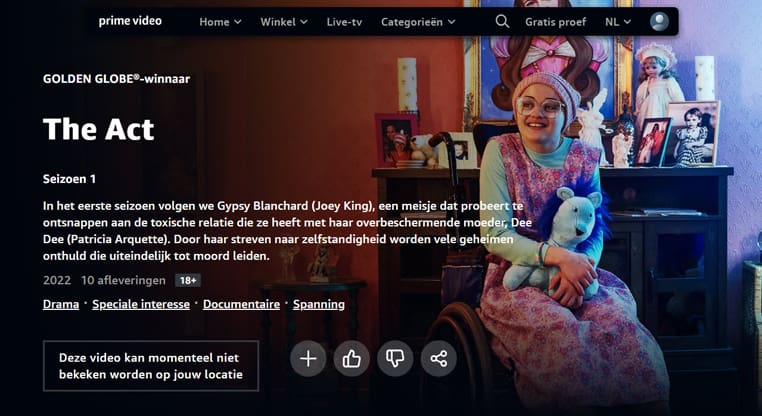 The Act niet beschikbaar op Amazon Prime Video