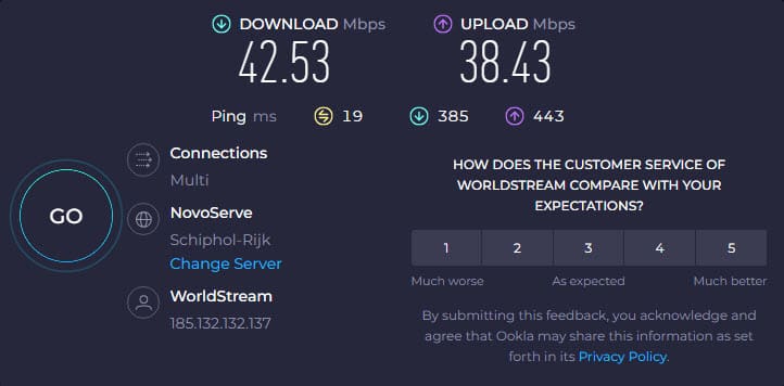 Snelheid met VPN ingeschakeld