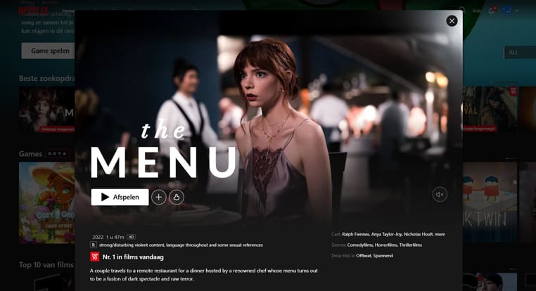 The Menu op Netflix The Menu streaming op Netflix in Amerika