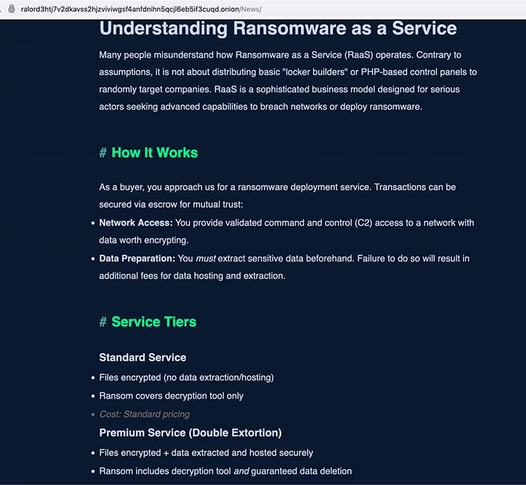 Beschrijving van Ransomware-as-a-Service bij Nova