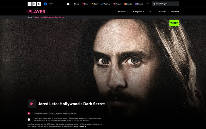 Jared Leto: Hollywood's Dark Secret streaming op BBC iPlayer
